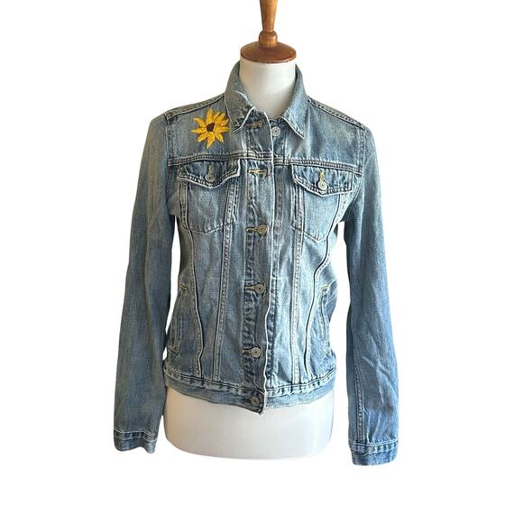 Rare Y2k Vintage Gap 1969 Embroidered Sunflower Jean Jacket, Limited Edition - Picture 4 of 7